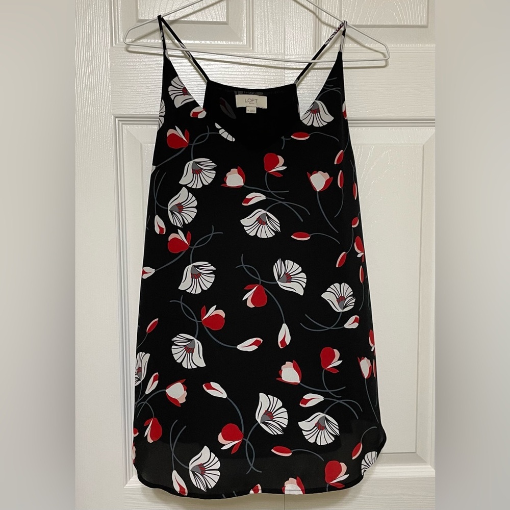 LOFT Black and White Sleeveless Tank Top